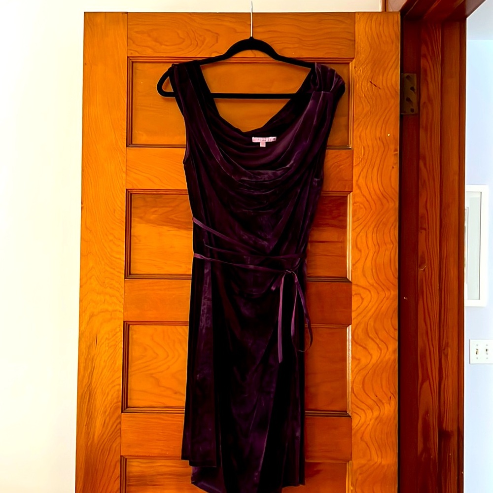 Burgundy velvet tunic/ dress with tie waist